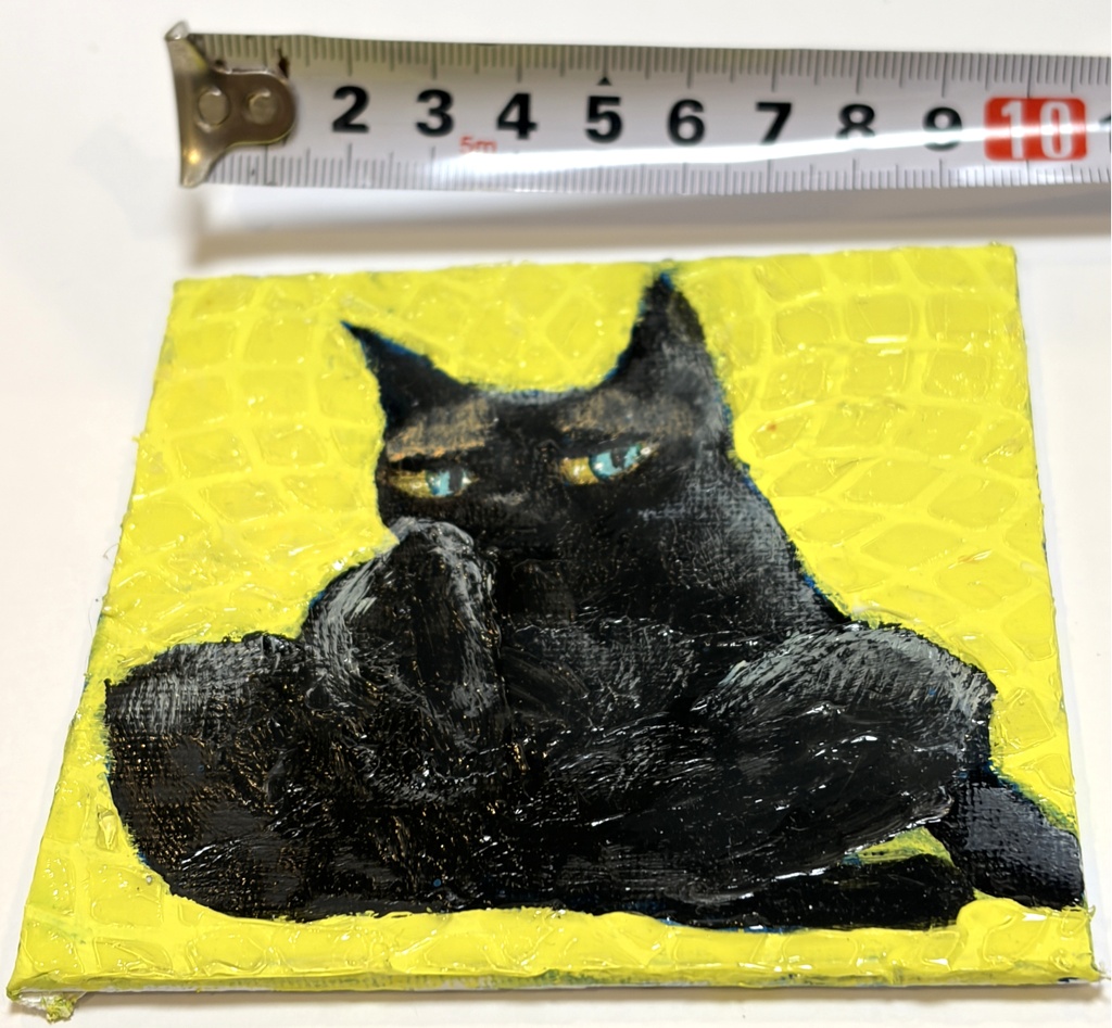 足舐めイエロー アクリル画 10×10cm