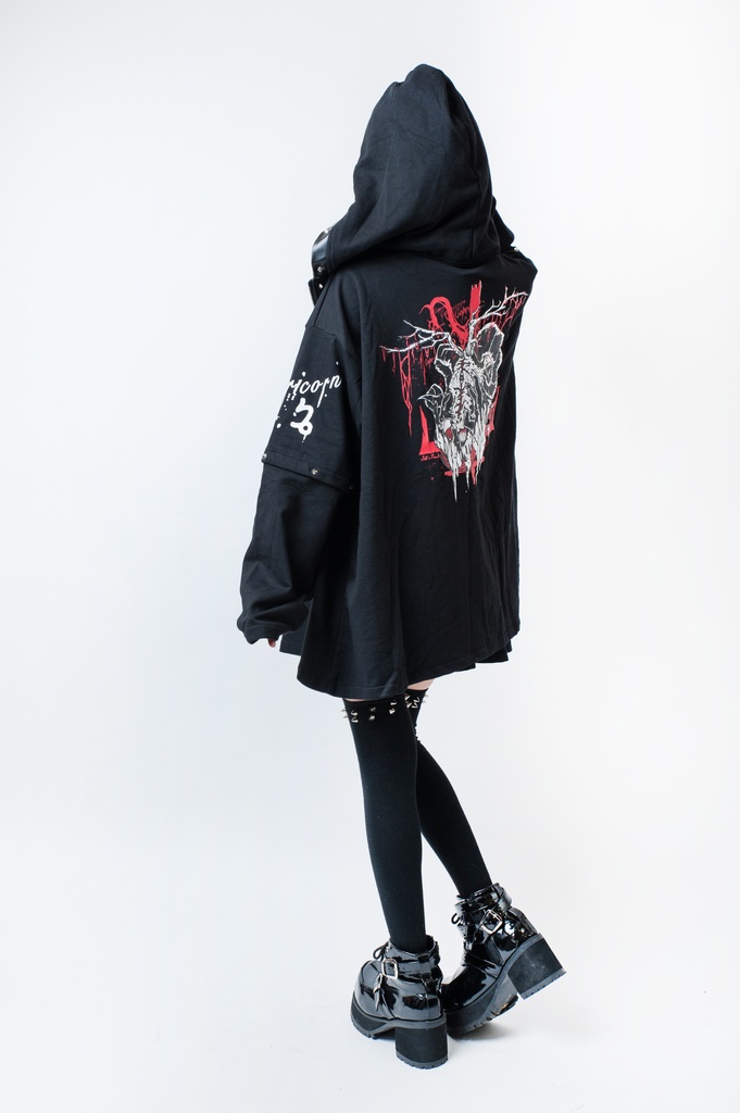 JillpunkオリジナルKERAパンク 修羅道羅刹山羊座飾りチェーン フェイクレザースパイクリベットパーカージャケット メンズ レディー V系 おしゃれ大きいサイズ男女兼用ファッション