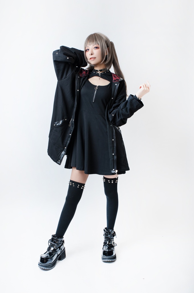 JillpunkオリジナルKERAパンク 修羅道羅刹山羊座飾りチェーン フェイクレザースパイクリベットパーカージャケット メンズ レディー V系 おしゃれ大きいサイズ男女兼用ファッション