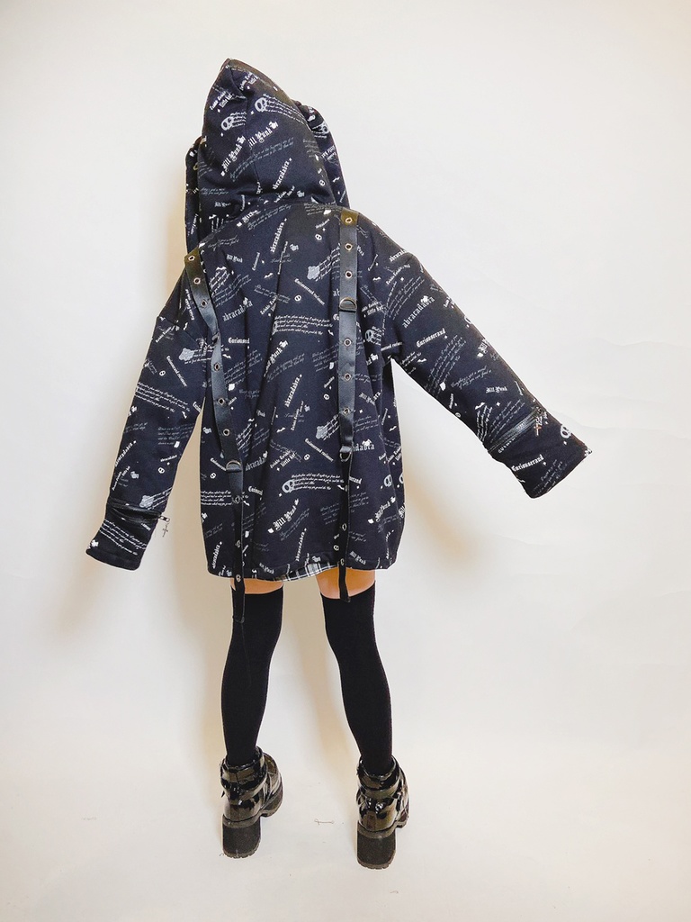 JillpunkオリジナルパンクKERA 錬金術アルケミーうさぎ賢者兎耳魔法陣裏起毛フルプリントパーカージャケット メンズ レディー V系 おしゃれ大きいサイズ男女兼用ファッション