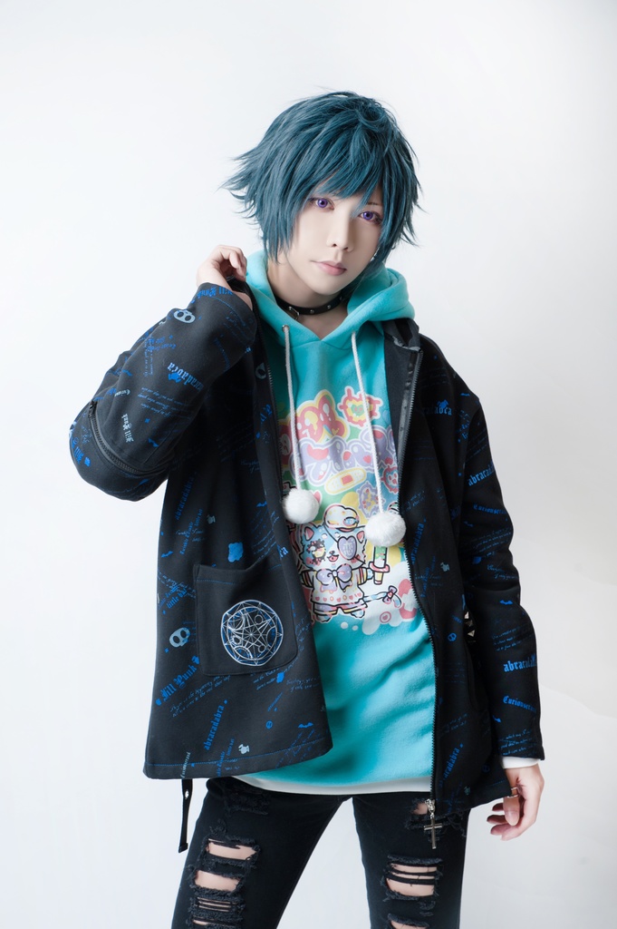 JillpunkオリジナルパンクKERA 錬金術アルケミーうさぎ賢者兎耳魔法陣裏起毛フルプリントパーカージャケット メンズ レディー V系 おしゃれ大きいサイズ男女兼用ファッション