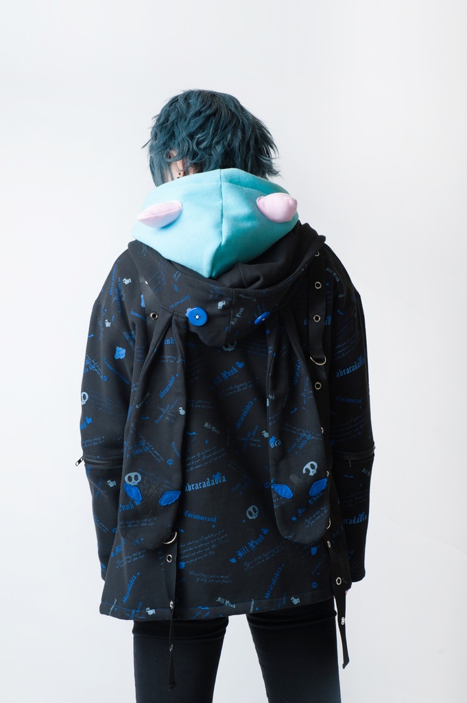 JillpunkオリジナルパンクKERA 錬金術アルケミーうさぎ賢者兎耳魔法陣裏起毛フルプリントパーカージャケット メンズ レディー V系 おしゃれ大きいサイズ男女兼用ファッション