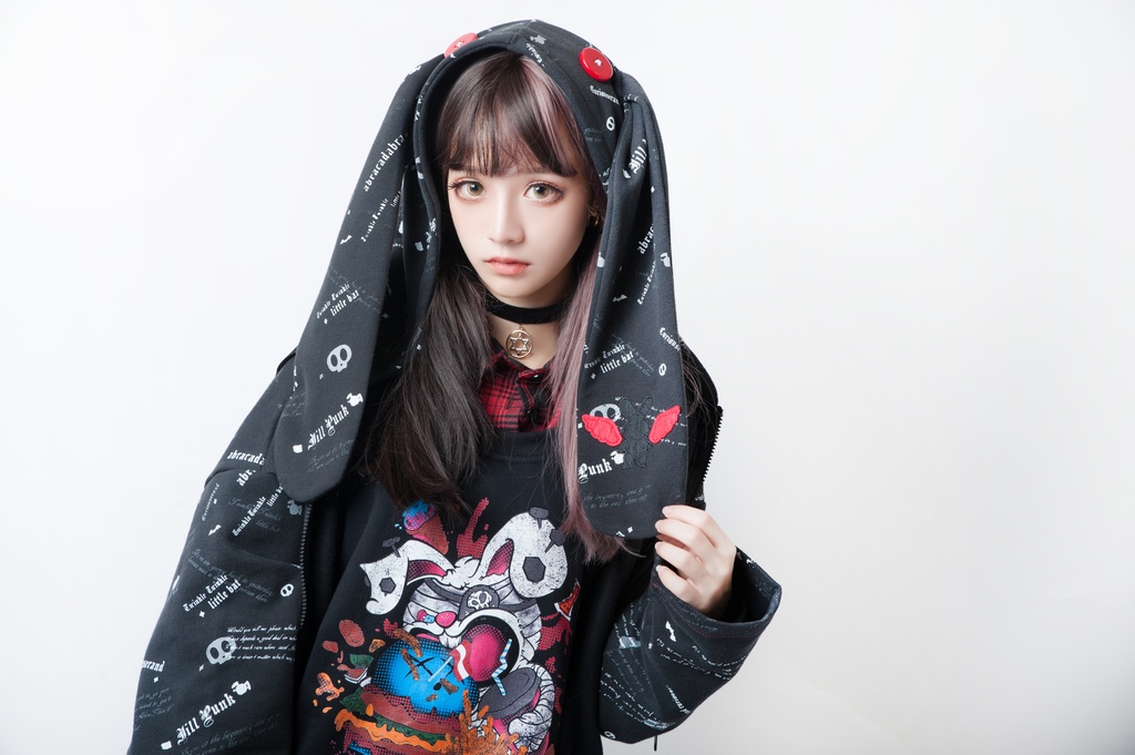 JillpunkオリジナルパンクKERA 錬金術アルケミーうさぎ賢者兎耳魔法陣裏起毛フルプリントパーカージャケット メンズ レディー V系 おしゃれ大きいサイズ男女兼用ファッション