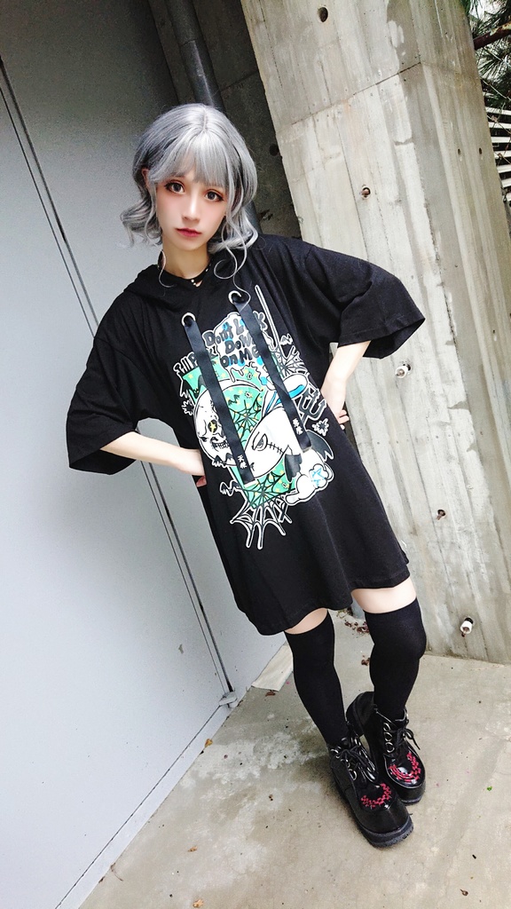 JillpunkオリジナルKERA二次コン可愛い 半神ウサギうさぎ⋆オルタスター柄ゆったり兎耳翼パーカーメンズ レディーズ おしゃれ大きいサイズ男女兼用ファッション秋葉系萌え