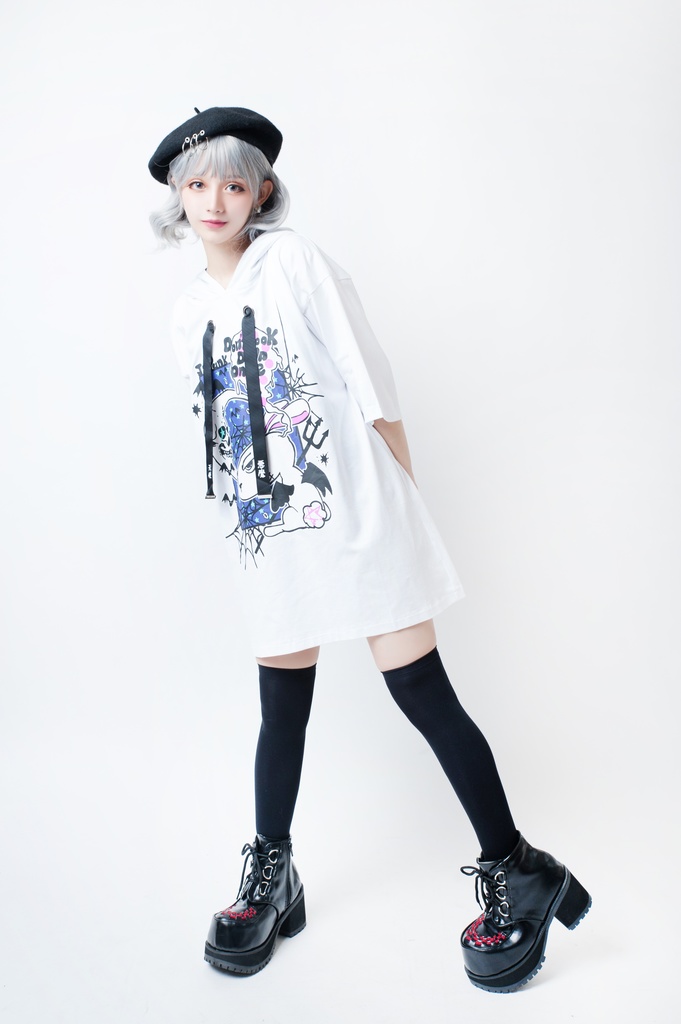 JillpunkオリジナルKERA二次コン可愛い 半神ウサギうさぎ⋆オルタスター柄ゆったり兎耳翼パーカーメンズ レディーズ おしゃれ大きいサイズ男女兼用ファッション秋葉系萌え