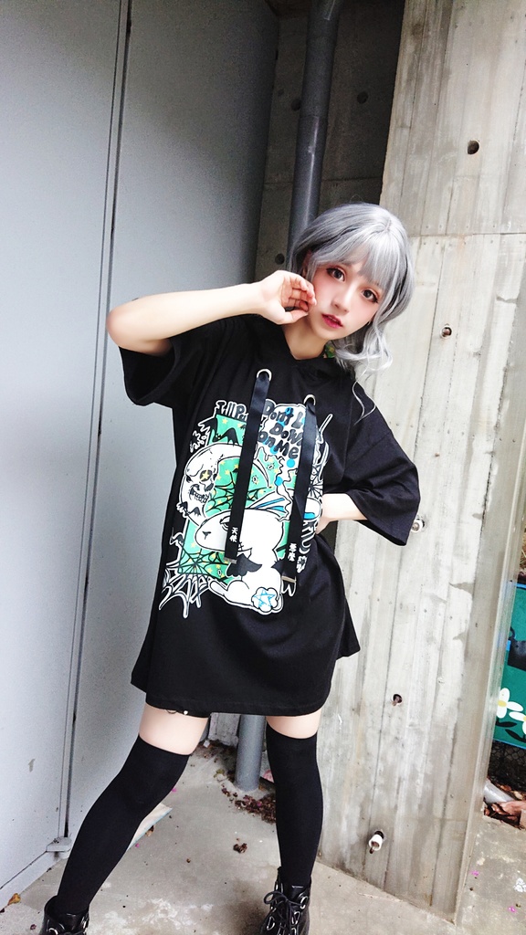 JillpunkオリジナルKERA二次コン可愛い 半神ウサギうさぎ⋆オルタスター柄ゆったり兎耳翼パーカーメンズ レディーズ おしゃれ大きいサイズ男女兼用ファッション秋葉系萌え