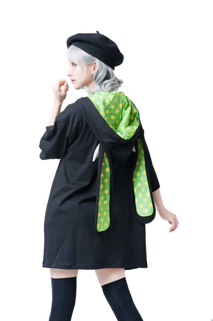 JillpunkオリジナルKERA二次コン可愛い 半神ウサギうさぎ⋆オルタスター柄ゆったり兎耳翼パーカーメンズ レディーズ おしゃれ大きいサイズ男女兼用ファッション秋葉系萌え