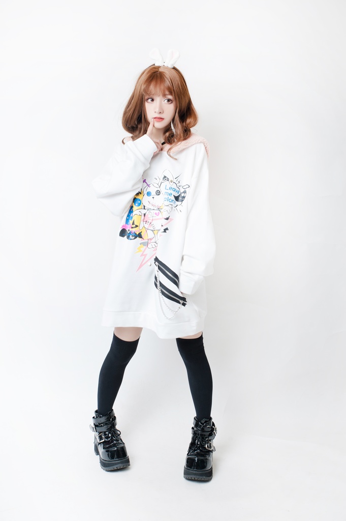 JillpunkオリジナルパンクKERA アニメファンタジー ウサギドラUsagidoraぬいぐるみ兎マイクロフリースフード裏起毛ゆったり兎耳パーカー レディーズ ストリート系 カジュアル おしゃれ大きいサイズ可愛い萌え猫系男女兼用秋葉系