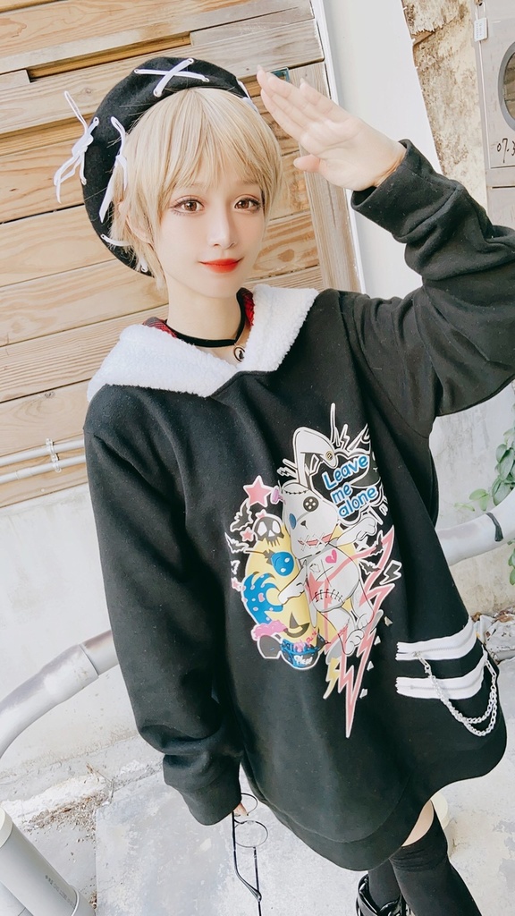 JillpunkオリジナルパンクKERA アニメファンタジー ウサギドラUsagidoraぬいぐるみ兎マイクロフリースフード裏起毛ゆったり兎耳パーカー レディーズ ストリート系 カジュアル おしゃれ大きいサイズ可愛い萌え猫系男女兼用秋葉系