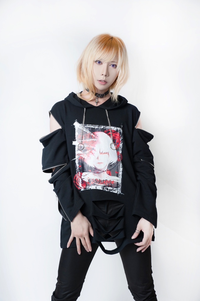 JillpunkオリジナルパンクKERA アニメファンタジー アネモネアドーニスオートマタ鉄チェーンジッパー付きゆったりクルーネックパーカー メンズ レディー V系 カッコいいおしゃれ大きいサイズ男女兼用ファッション秋葉系