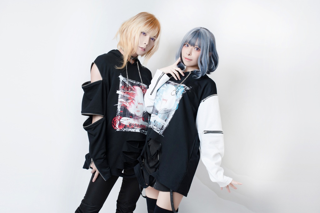 JillpunkオリジナルパンクKERA アニメファンタジー アネモネアドーニスオートマタ鉄チェーンジッパー付きゆったりクルーネックパーカー メンズ レディー V系 カッコいいおしゃれ大きいサイズ男女兼用ファッション秋葉系