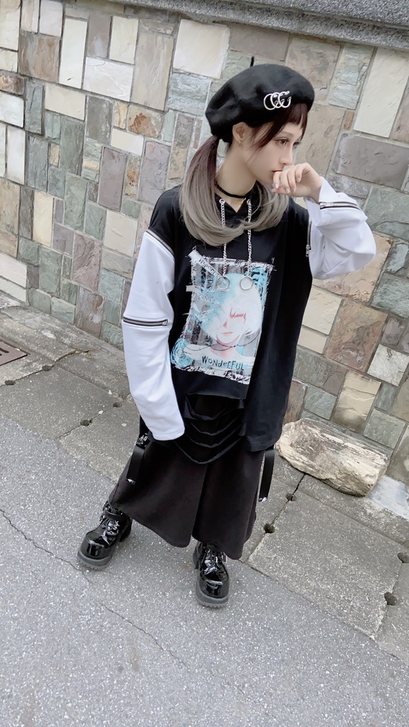 JillpunkオリジナルパンクKERA アニメファンタジー アネモネアドーニスオートマタ鉄チェーンジッパー付きゆったりクルーネックパーカー メンズ レディー V系 カッコいいおしゃれ大きいサイズ男女兼用ファッション秋葉系