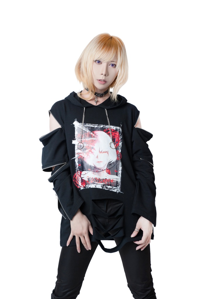 JillpunkオリジナルパンクKERA アニメファンタジー アネモネアドーニスオートマタ鉄チェーンジッパー付きゆったりクルーネックパーカー メンズ レディー V系 カッコいいおしゃれ大きいサイズ男女兼用ファッション秋葉系