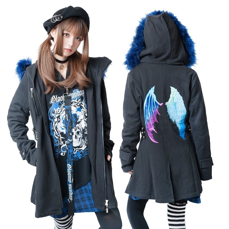JillpunkオリジナルスタイルKERA ルシファー堕天使翼運命の子裏起毛パーカージャケット メンズ レディースV系