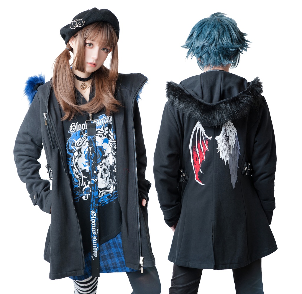 JillpunkオリジナルスタイルKERA ルシファー堕天使翼運命の子裏起毛パーカージャケット メンズ レディースV系