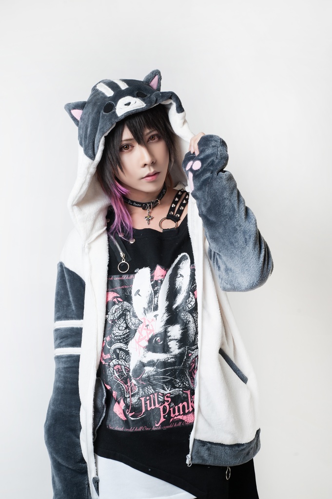 JillpunkオリジナルスタイルKERA アニメファンタジー猫の町花猫太郎猫耳肉球マイクロフリースパーカーフード付 ジャケット 大きいサイズ男女兼用 秋葉系ハロウィンHALLOWEEN