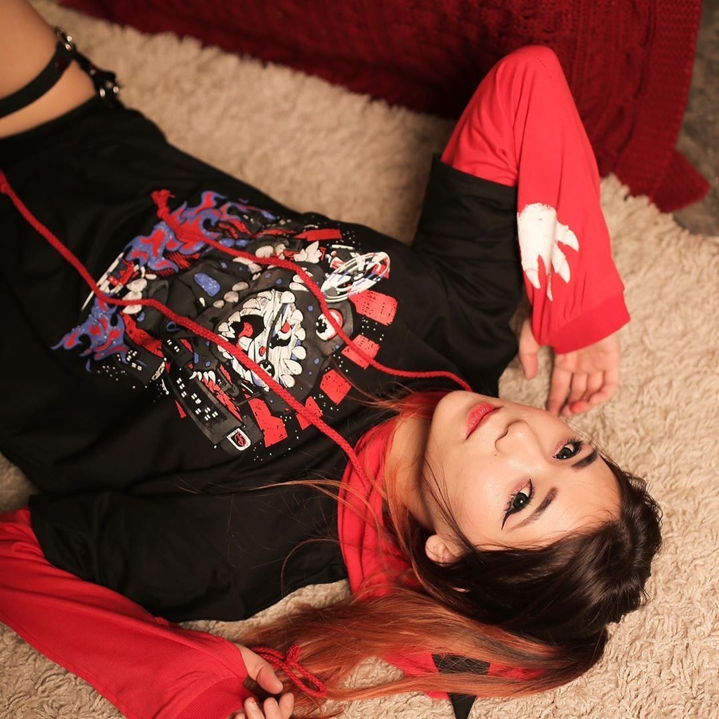 JillpunkオリジナルスタイルKERAアニメファンタシー 二次コンミイラウサギうさぎ恐竜大冒険グローブ袖パーカー パンクメンズ レディースV系