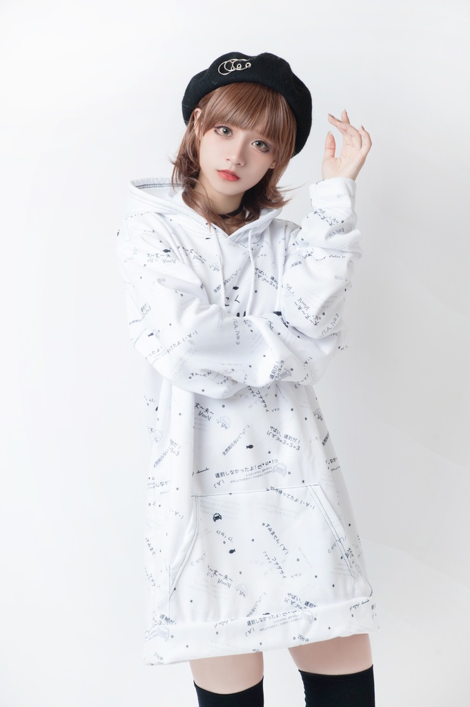 JillpunkオリジナルパンクKERA 遅刻魔超かわいいお宅顔文字仮名フルプリントゆったり長袖スウェットパーカー メンズ レディー V系 おしゃれ大きいサイズ男女兼用ファッション秋葉系