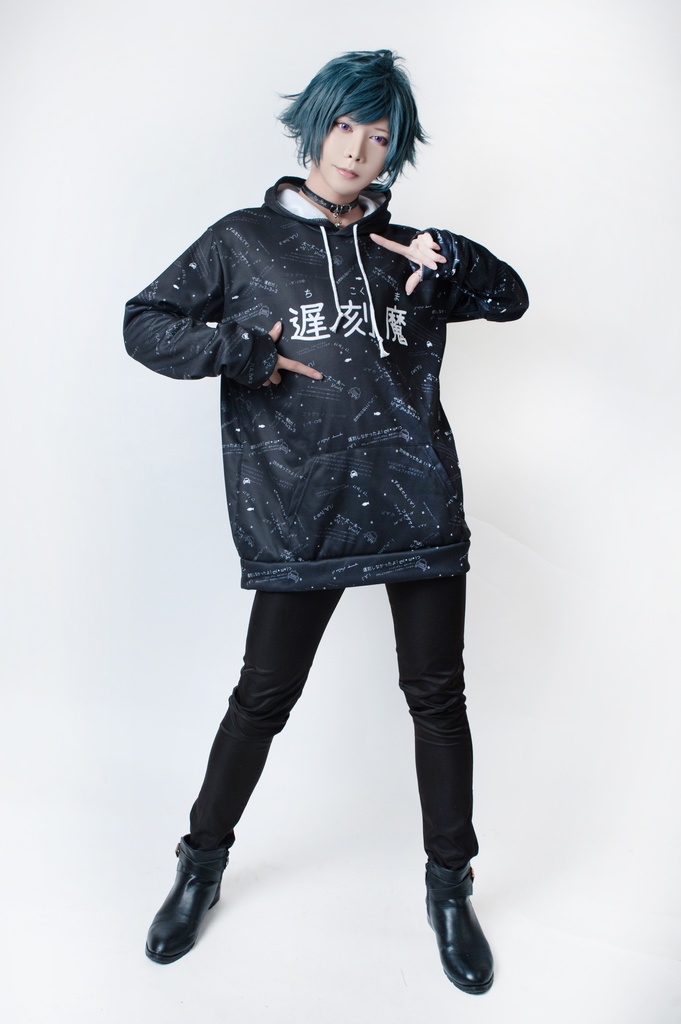 JillpunkオリジナルパンクKERA 遅刻魔超かわいいお宅顔文字仮名フルプリントゆったり長袖スウェットパーカー メンズ レディー V系 おしゃれ大きいサイズ男女兼用ファッション秋葉系