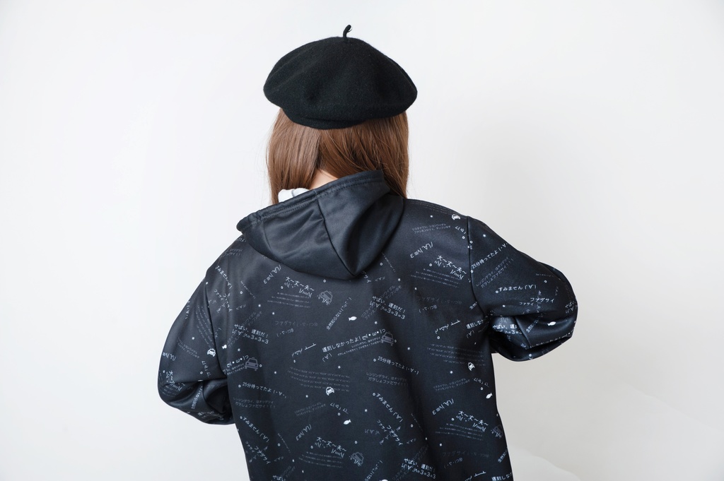 JillpunkオリジナルパンクKERA 遅刻魔超かわいいお宅顔文字仮名フルプリントゆったり長袖スウェットパーカー メンズ レディー V系 おしゃれ大きいサイズ男女兼用ファッション秋葉系