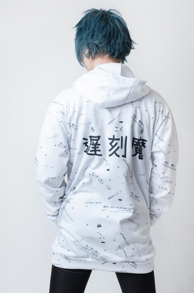 JillpunkオリジナルパンクKERA 遅刻魔超かわいいお宅顔文字仮名フルプリントゆったり長袖パーカーフード付ジャケット メンズ レディー V系 おしゃれ大きいサイズ男女兼用ファッション秋葉系