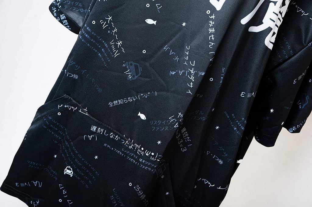 JillpunkオリジナルパンクKERA 遅刻魔超かわいいお宅顔文字仮名フルプリントゆったり半袖パーカー メンズ レディー V系 おしゃれ大きいサイズ男女兼用ファッション秋葉系