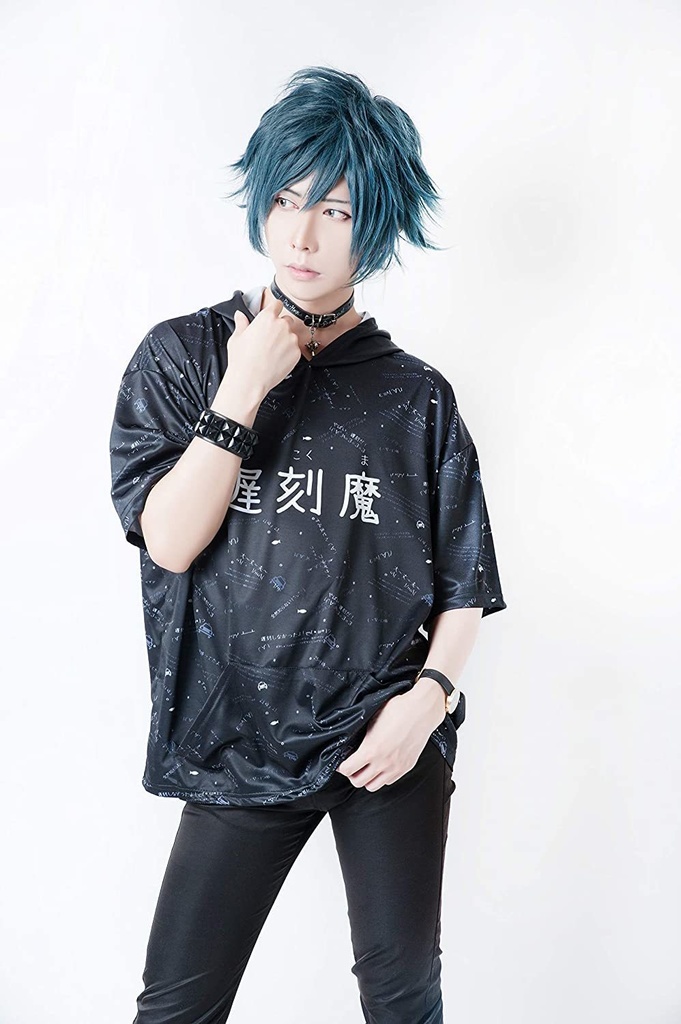 JillpunkオリジナルパンクKERA 遅刻魔超かわいいお宅顔文字仮名フルプリントゆったり半袖パーカー メンズ レディー V系 おしゃれ大きいサイズ男女兼用ファッション秋葉系