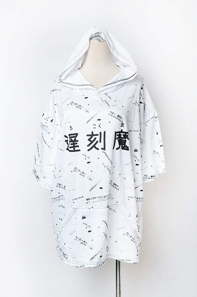 JillpunkオリジナルパンクKERA 遅刻魔超かわいいお宅顔文字仮名フルプリントゆったり半袖パーカー メンズ レディー V系 おしゃれ大きいサイズ男女兼用ファッション秋葉系