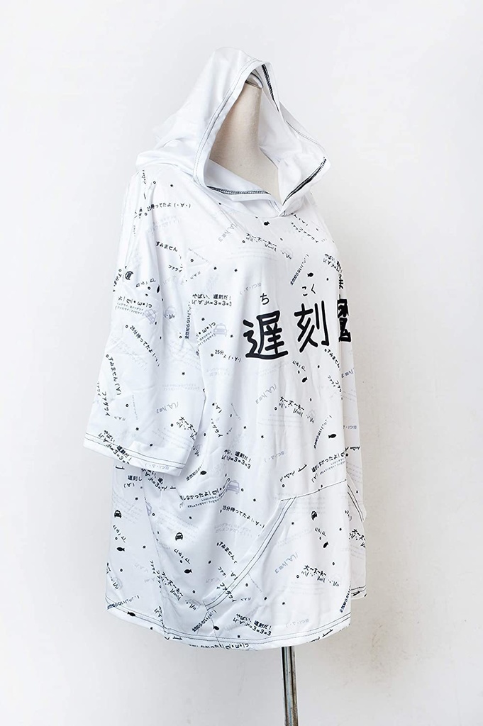 JillpunkオリジナルパンクKERA 遅刻魔超かわいいお宅顔文字仮名フルプリントゆったり半袖パーカー メンズ レディー V系 おしゃれ大きいサイズ男女兼用ファッション秋葉系