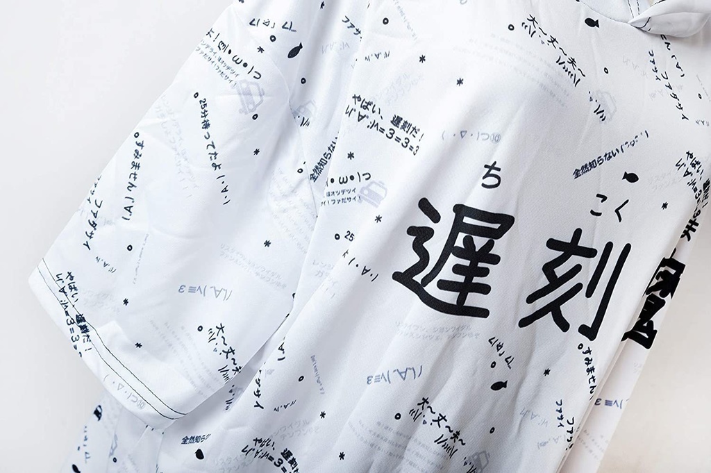 JillpunkオリジナルパンクKERA 遅刻魔超かわいいお宅顔文字仮名フルプリントゆったり半袖パーカー メンズ レディー V系 おしゃれ大きいサイズ男女兼用ファッション秋葉系