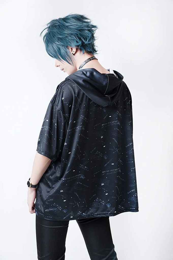 JillpunkオリジナルパンクKERA 遅刻魔超かわいいお宅顔文字仮名フルプリントゆったり半袖パーカー メンズ レディー V系 おしゃれ大きいサイズ男女兼用ファッション秋葉系