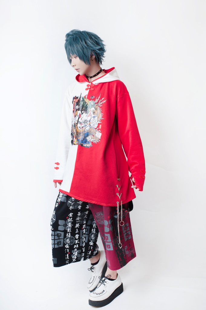 JillpunkオリジナルパンクKERA 中華風書聖蘭亭序漢字書道和風ワイド剣道パンツサスペンダー付きズボン メンズ レディースV系秋葉系和風 おしゃれ COSPLAY