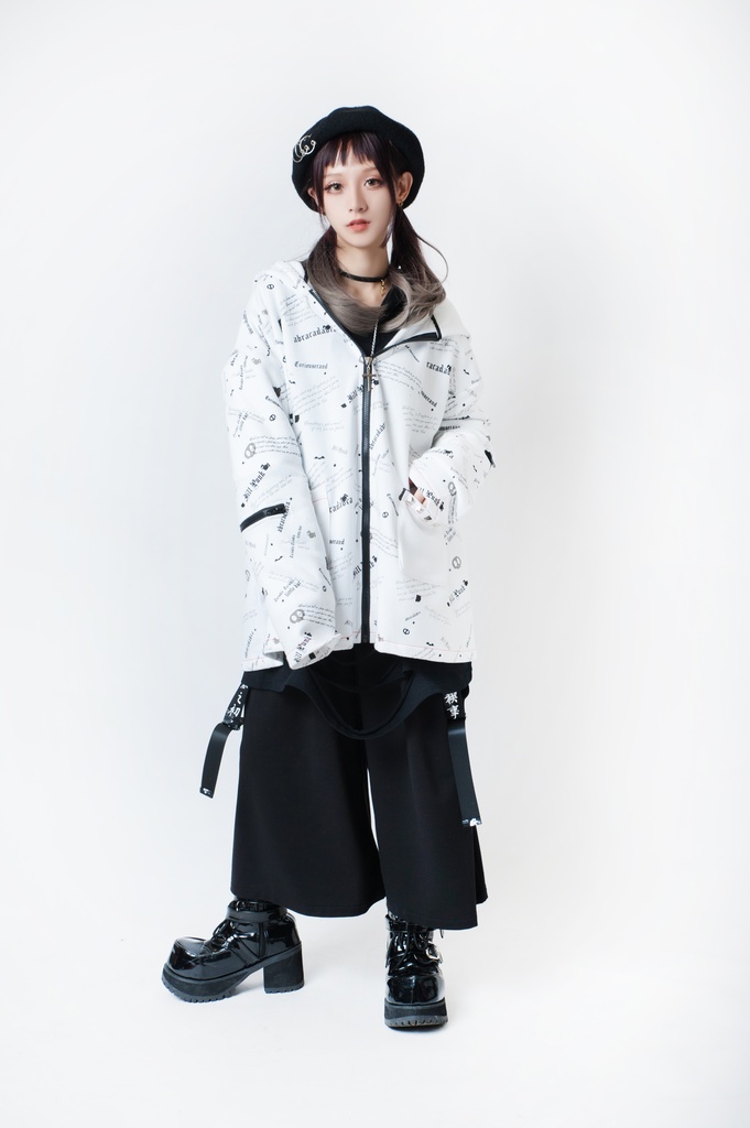 JillpunkオリジナルパンクKERA 中華風書聖蘭亭序漢字書道和風ワイド剣道パンツサスペンダー付きズボン メンズ レディースV系秋葉系和風 おしゃれ COSPLAY