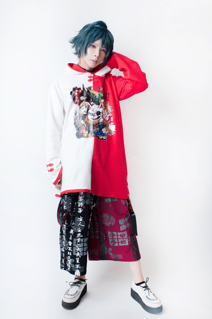 JillpunkオリジナルパンクKERA 中華風書聖蘭亭序漢字書道和風ワイド剣道パンツサスペンダー付きズボン メンズ レディースV系秋葉系和風 おしゃれ COSPLAY