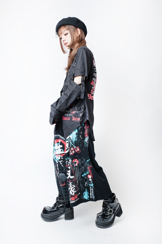 JillpunkオリジナルKERA 二次コン文豪羅生門茨木童子ヴィンテージ漢字書道和風ワイド剣道パンツズボン メンズ レディースV系秋葉系和風 おしゃれ COSPLAY