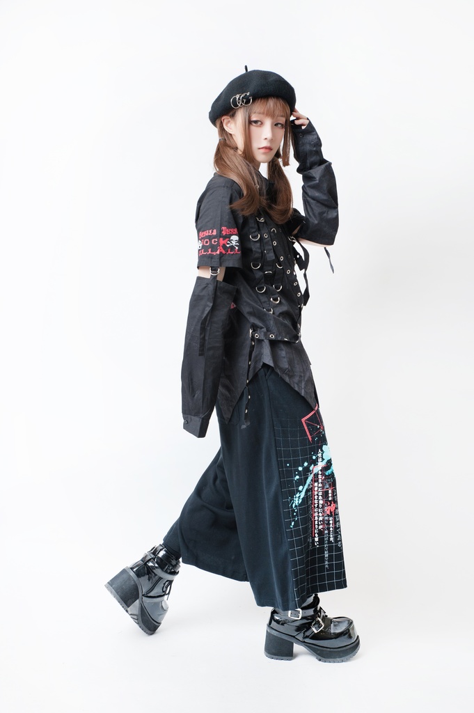 JillpunkオリジナルKERA 二次コン文豪羅生門茨木童子ヴィンテージ漢字書道和風ワイド剣道パンツズボン メンズ レディースV系秋葉系和風 おしゃれ COSPLAY