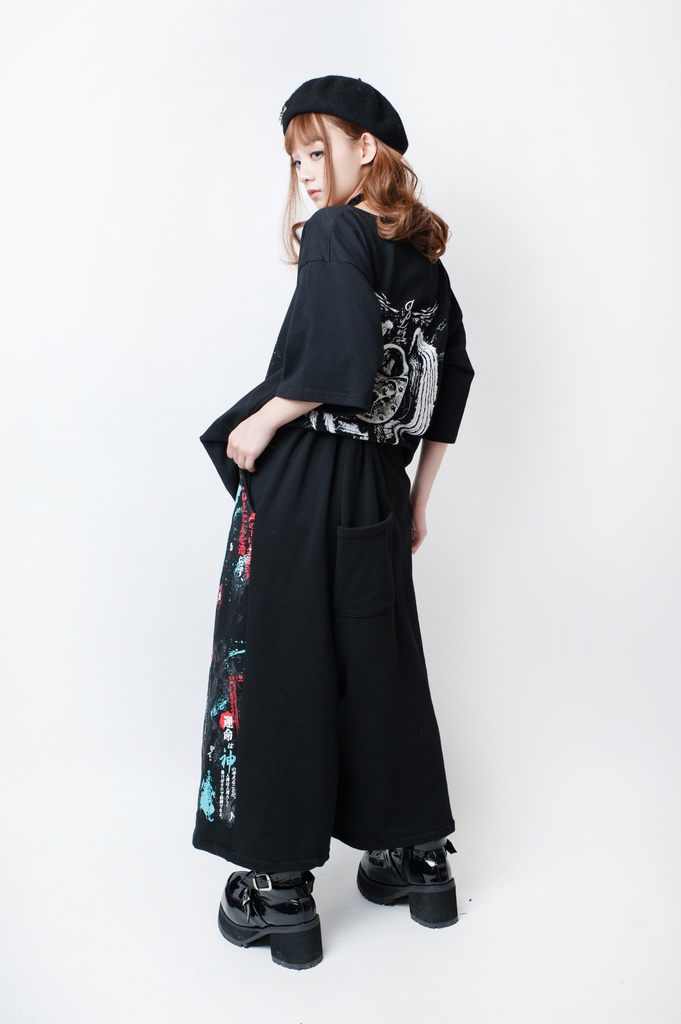 JillpunkオリジナルKERA 二次コン文豪羅生門茨木童子ヴィンテージ漢字書道和風ワイド剣道パンツズボン メンズ レディースV系秋葉系和風 おしゃれ COSPLAY