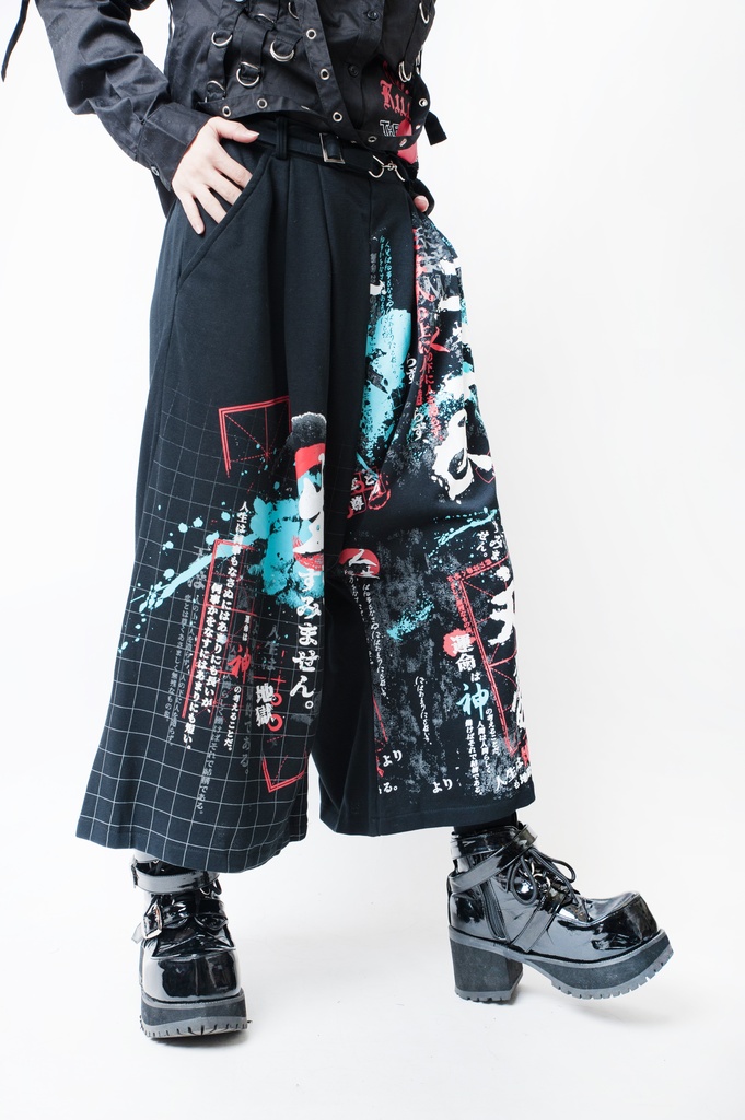 JillpunkオリジナルKERA 二次コン文豪羅生門茨木童子ヴィンテージ漢字書道和風ワイド剣道パンツズボン メンズ レディースV系秋葉系和風 おしゃれ COSPLAY