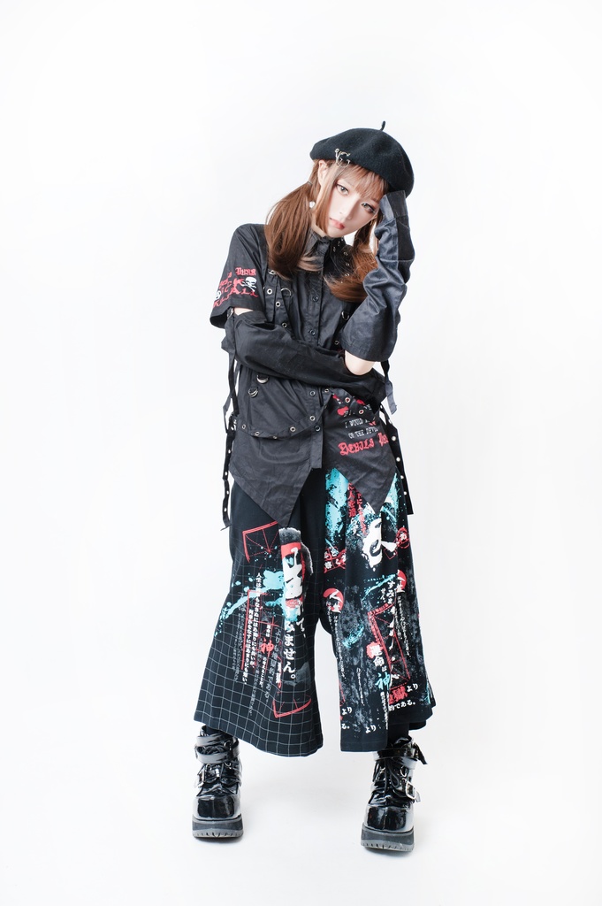 JillpunkオリジナルKERA 二次コン文豪羅生門茨木童子ヴィンテージ漢字書道和風ワイド剣道パンツズボン メンズ レディースV系秋葉系和風 おしゃれ COSPLAY