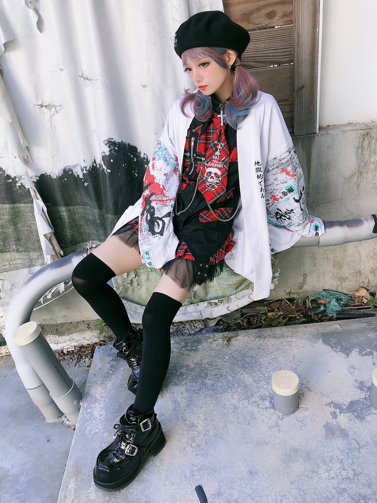 JillpunkオリジナルスタイルKERA芥川龍之介二次コン文豪羅生門茨木童子ヴィンテージ漢字書道現代羽織和装トップジャケットブレザー メンズ レディースV系秋葉系和風