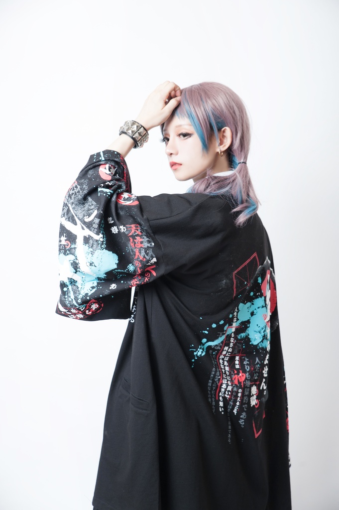 JillpunkオリジナルスタイルKERA芥川龍之介二次コン文豪羅生門茨木童子ヴィンテージ漢字書道現代羽織和装トップジャケットブレザー メンズ レディースV系秋葉系和風