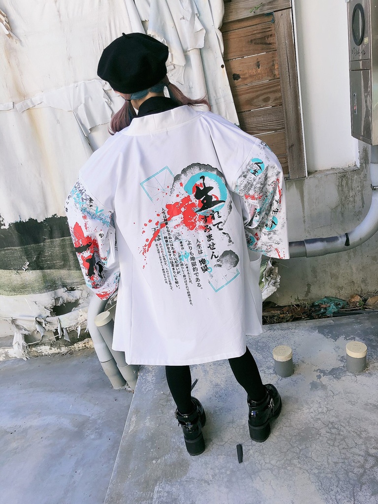 JillpunkオリジナルスタイルKERA芥川龍之介二次コン文豪羅生門茨木童子ヴィンテージ漢字書道現代羽織和装トップジャケットブレザー メンズ レディースV系秋葉系和風