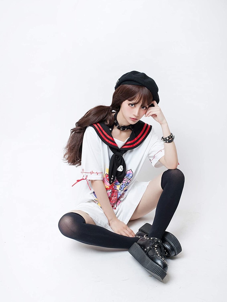 JillpunkオリジナルKERA二次コン可愛い 悪女ウサギ兎アニキ喧嘩上等セーラー服ワンピースネクタイ付き制服 ロリータ Lolita森ガール レディーおしゃれファッション秋葉系萌え