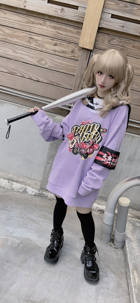 JillpunkオリジナルKERA二次コン可愛い 暴走熊アニキベア不良高校リバーシブルリストバンド付きセーラー服ワンピース制服Tシャツ ロリータ Lolita森ガール レディーおしゃれファッション秋葉系萌え