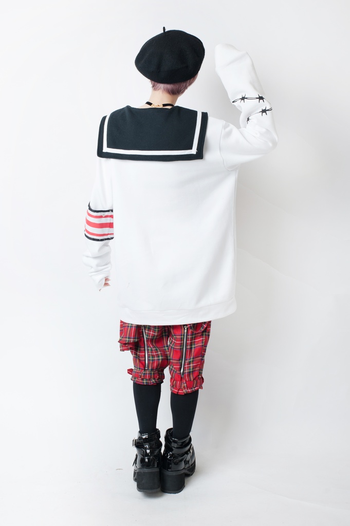 JillpunkオリジナルKERA二次コン可愛い 暴走熊アニキベア不良高校リバーシブルリストバンド付きセーラー服ワンピース制服Tシャツ ロリータ Lolita森ガール レディーおしゃれファッション秋葉系萌え