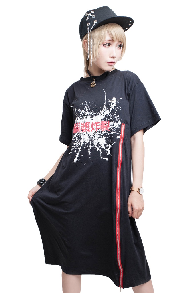 JillpunkオリジナルスタイユニセックスロングTシャツ ワンピース 秋葉原漫画少女お宅パンク ロック バンギャ KERA