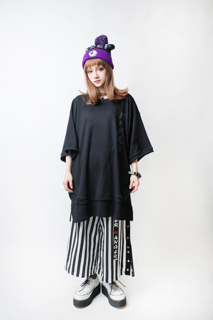 JillpunkオリジナルパンクKERAロックゆったり侍出陣ストライプ ワイドカプリ剣道パンツメンズ レディー V系