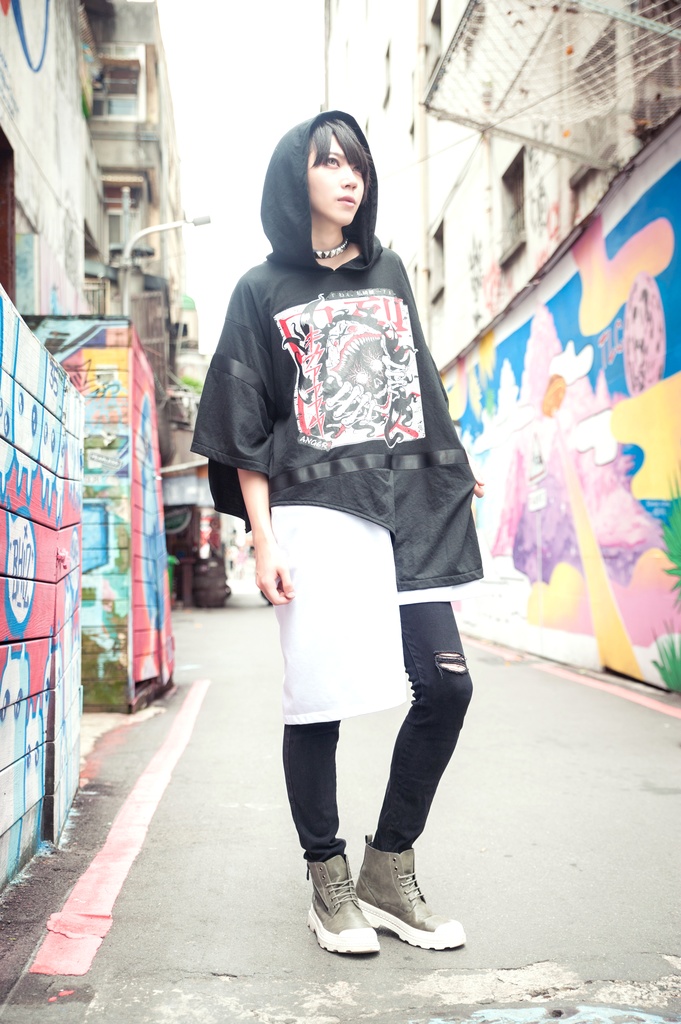 Jillpunkオリジナル怪乱舞ayakashi 口裂け女アシンメトリー裾ゆったりパーカー ホラー都市伝説V系秋葉系漫画お宅パンク ロック V系KERA