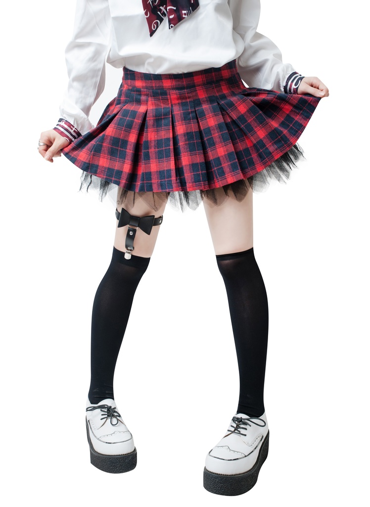 JillpunkオリジナルKERAイギリス王室学院風 二次コンタータン安全パンツ付きチェック柄レイヤードプリーツスカート パンクレディースV系