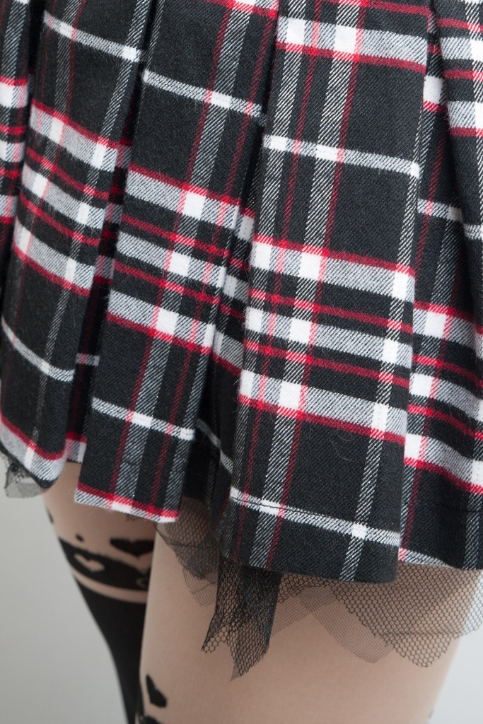 JillpunkオリジナルKERAイギリス王室学院風 二次コンタータン安全パンツ付きチェック柄レイヤードプリーツスカート パンクレディースV系